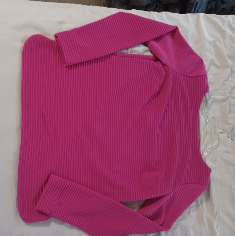Talbots womens XS ribbed long sleeve red popover shirt blouse. 